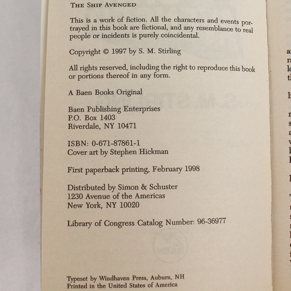 Vtg The Ship Avenged by S.M. Stirling Sci-Fi Novel | Pre-Owned Book