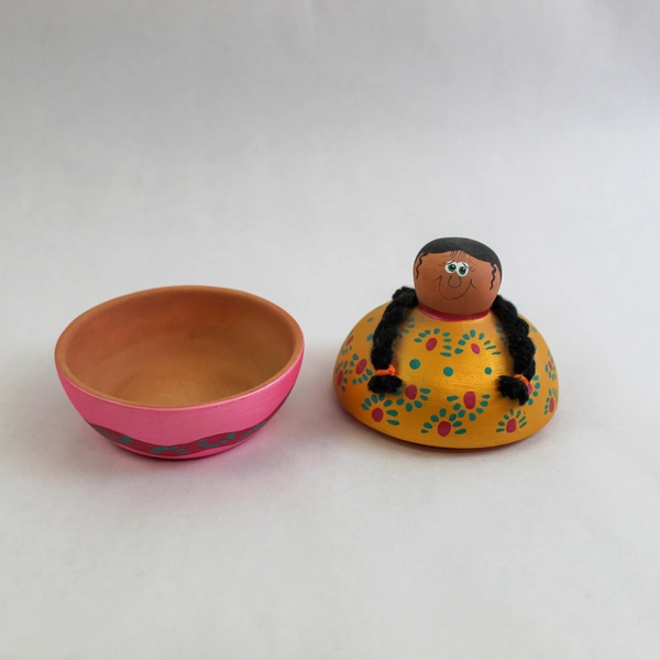 Mexican Art Pottery Terracotta Trinket Dish Handmade Clay Figurine