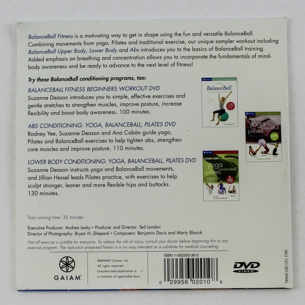 Gaiam Balance Ball Compilation DVD by Suzanne Deason - Good Condition 2004