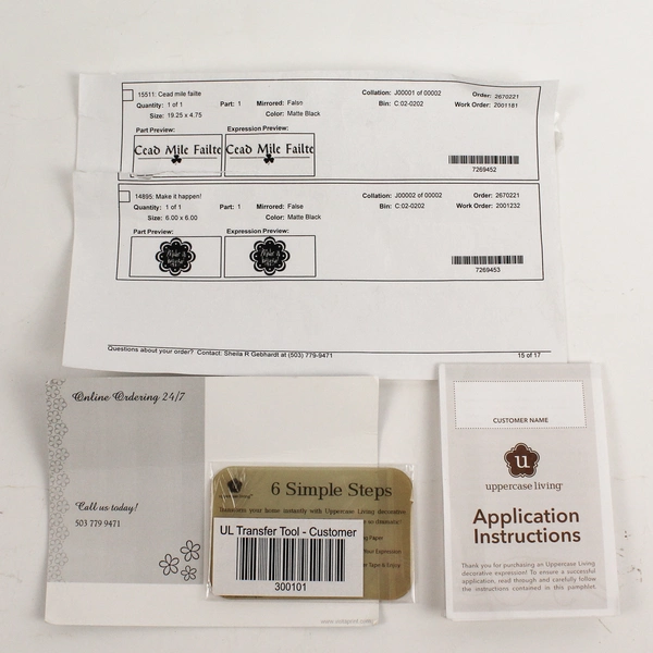 Lot of 2 Upper Case Living Transfers: Cead Mile Failte & Make It Happen