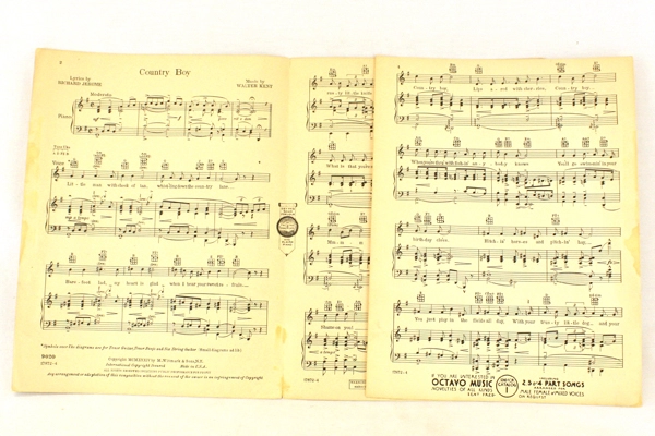 Vintage 1934 Country Boy Sheet Music by Richard Jerome & Walter Kent