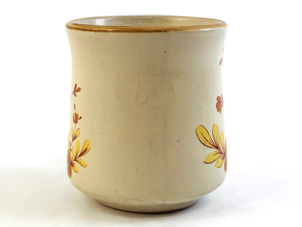 Vintage CasualStone Floral Ceramic Coffee Tea Mug Brown Yellow Retro 3.5"