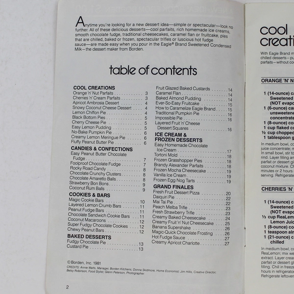 Delicious Desserts Made Easy by Borden 1981 Cookbook in Good Condition