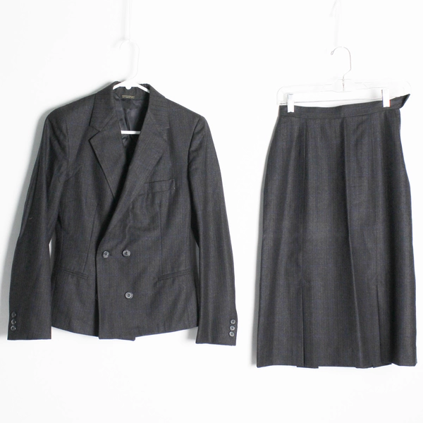 Collins & Fairbanks Women's Size 6 Black Gray Blue Pinstripe Suit Set