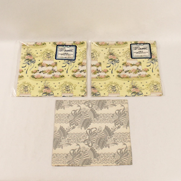 Lot of 4 Vintage CPS Wedding Gift Wrap Paper - Sealed & Unsealed Sheets