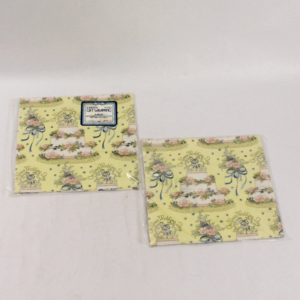 Lot of 4 Vintage CPS Wedding Gift Wrap Paper - Sealed & Unsealed Sheets