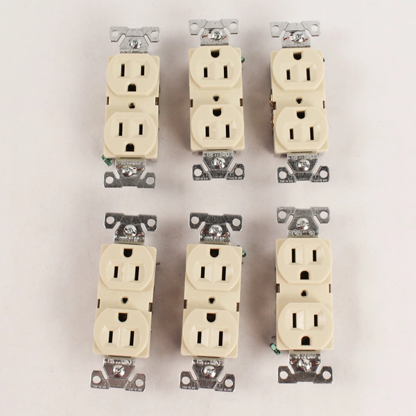 Lot of 6 Cooper 15A 125V Duplex Outlet Receptacles - Good Condition