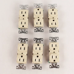 Lot of 6 Cooper 15A 125V Duplex Outlet Receptacles - Good Condition