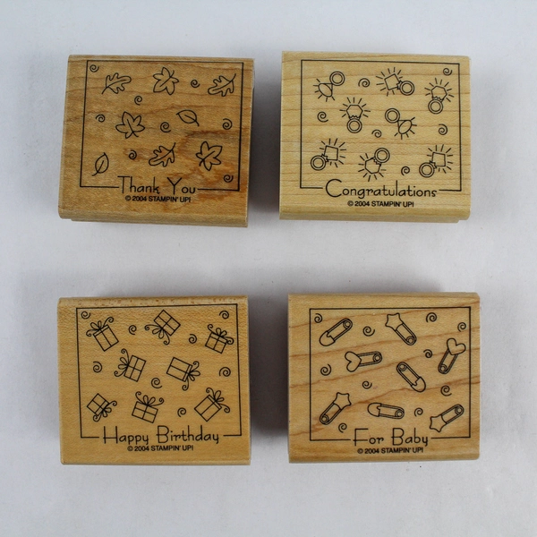 Lot of 8 Stampin' Up Rubber Stamps - Birthday, Baby, Thank You, Congrats!