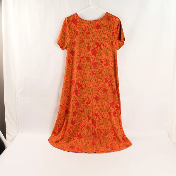 LuLaRoe Carly Dress XS Brown Orange Floral Hi-Lo Hem Very Good Condition