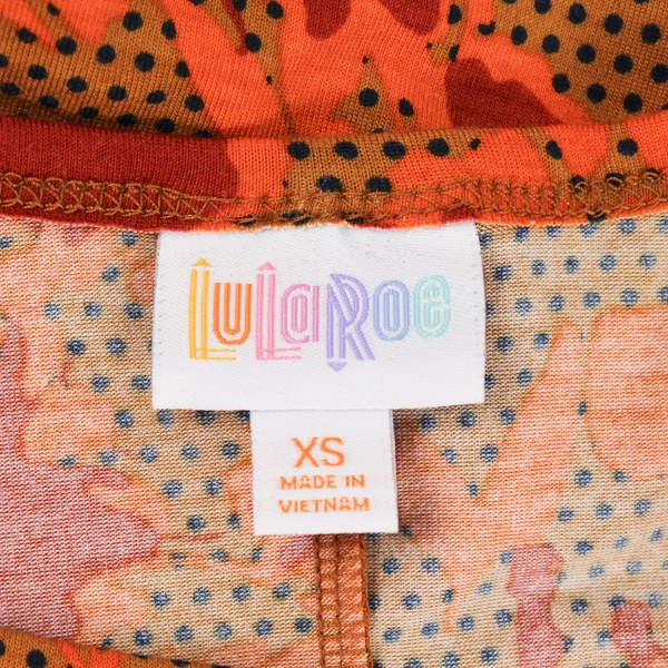 LuLaRoe Carly Dress XS Brown Orange Floral Hi-Lo Hem Very Good Condition