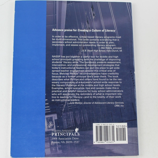 Creating A Culture Of Literacy Guide For Middle & High School Principals 2005