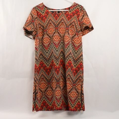 AGB Women's Dress Size 12 Multicolor Geometric Short Sleeve Side Zip Pre-Owned