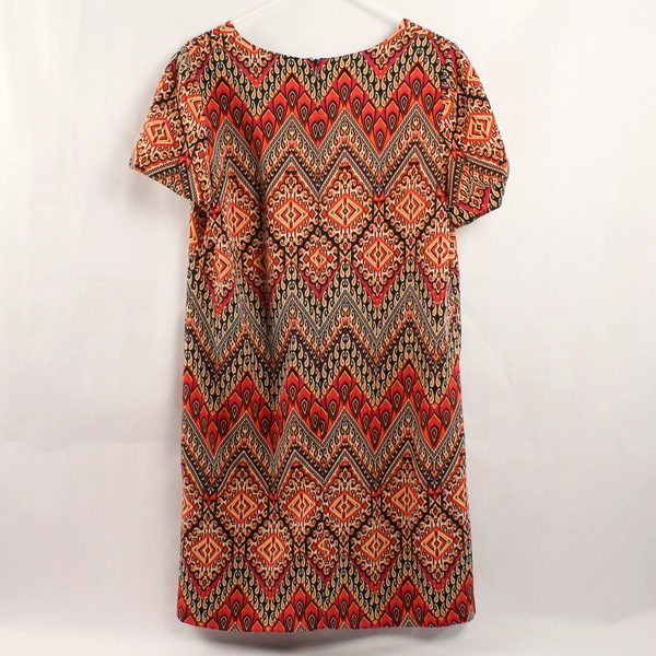 AGB Women's Dress Size 12 Multicolor Geometric Short Sleeve Side Zip Pre-Owned