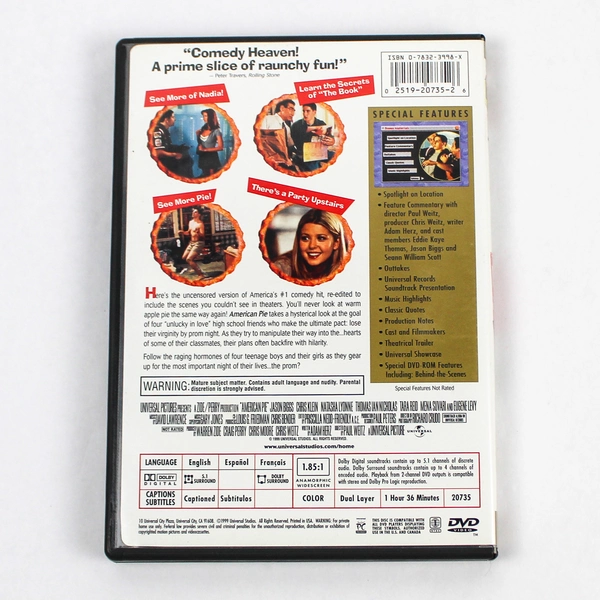 American Pie DVD 1999 Universal Pictures Comedy Pre-Owned Not Rated