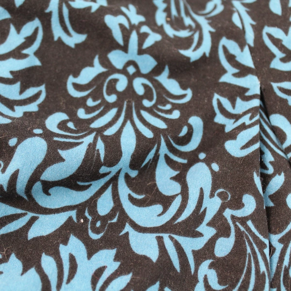 R&B Collection Women's Dress Size L Blue Black Beige Damask 3/4 Sleeves