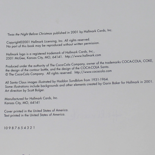 'Twas The Night Before Christmas by Clement C. Moore Hallmark Book HC