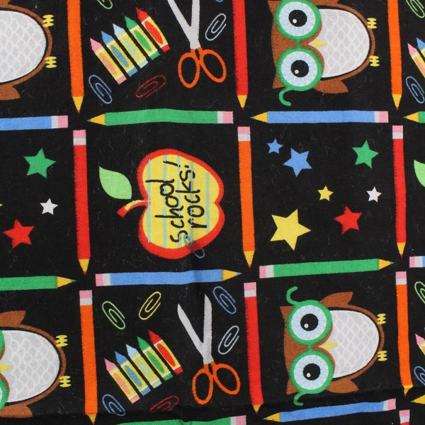 Rosenthal School Rocks Cotton Fabric Remnant 41"x27" - Fun Crafting Material