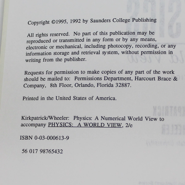 Physics: A Numerical World View (2nd Edition) - Good Pre-Owned Textbook