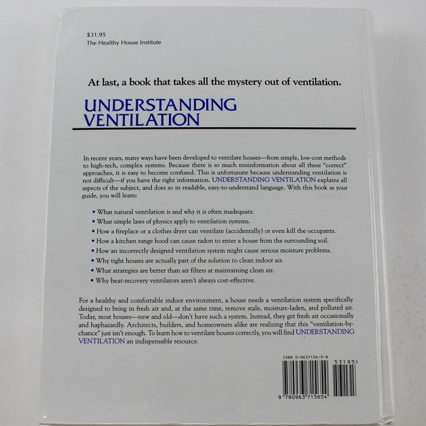 Understanding Ventilation by John Bower 1995 Hardcover - Good Condition