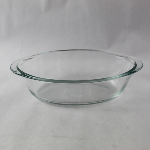 Vintage Glasbake Clear Glass 1 Qt Casserole Dish with Handles, Chips, No Lid
