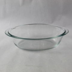 Vintage Glasbake Clear Glass 1 Qt Casserole Dish with Handles, Chips, No Lid
