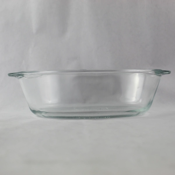 Vintage Glasbake Clear Glass 1 Qt Casserole Dish with Handles, Chips, No Lid