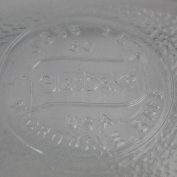 Vintage Glasbake Clear Glass 1 Qt Casserole Dish with Handles, Chips, No Lid