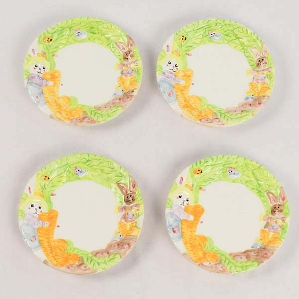 Lot of 4 1995 Ceramic Easter Snack Plates Children's Tea Set Decor