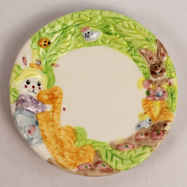 Lot of 4 1995 Ceramic Easter Snack Plates Children's Tea Set Decor
