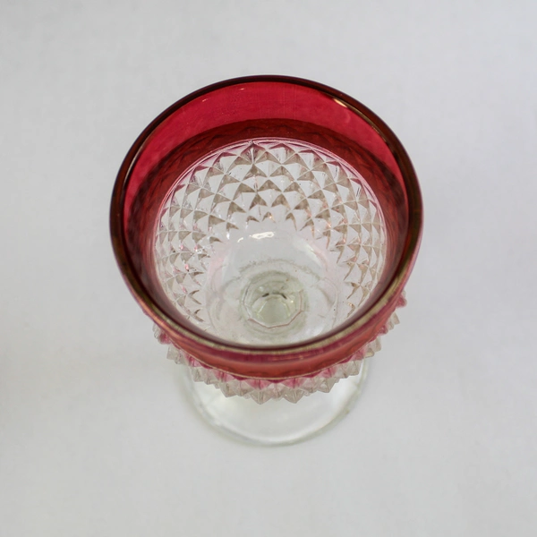 Vintage Indiana Glass Cranberry Diamond Point Goblet 5.5" Cocktail Glass