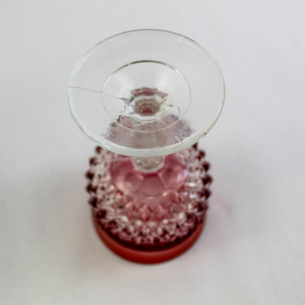 Vintage Indiana Glass Cranberry Diamond Point Goblet 5.5" Cocktail Glass