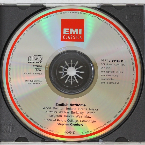 British Composers English Anthems CD - Choir of King's College, 1993 EMI
