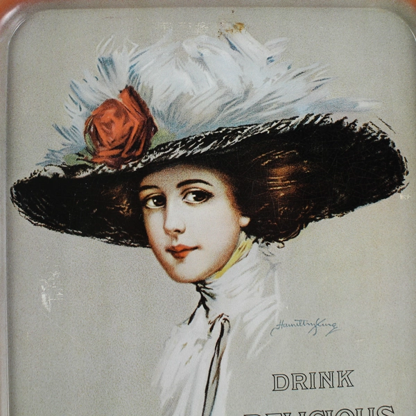 Vintage Coca Cola Tray 1909 Lady in Hat Hamilton King Collectible 15"