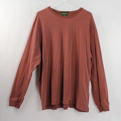 Eddie Bauer Men's XL Long Sleeve Tee Shirt Rust Red Pre-Owned, Stains