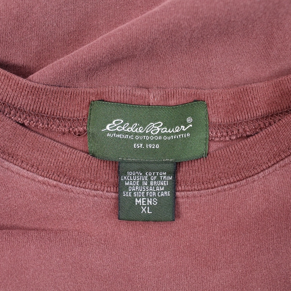 Eddie Bauer Men's XL Long Sleeve Tee Shirt Rust Red Pre-Owned, Stains