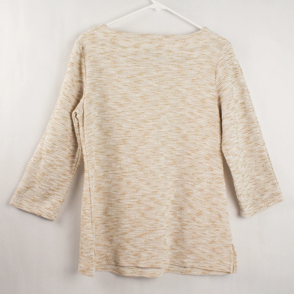 Carolyn Taylor Women's Medium Cream Beige 3/4 Sleeve Knit Sweater Top