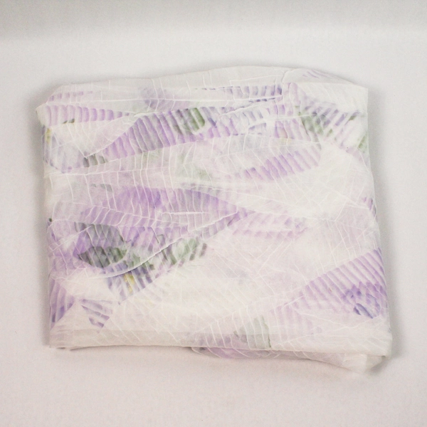 Lot of 3.75 Yards Sheer Purple Floral Fabric for DIY Crafts - Pre-owned