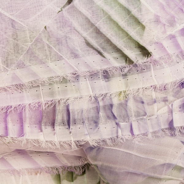 Lot of 3.75 Yards Sheer Purple Floral Fabric for DIY Crafts - Pre-owned