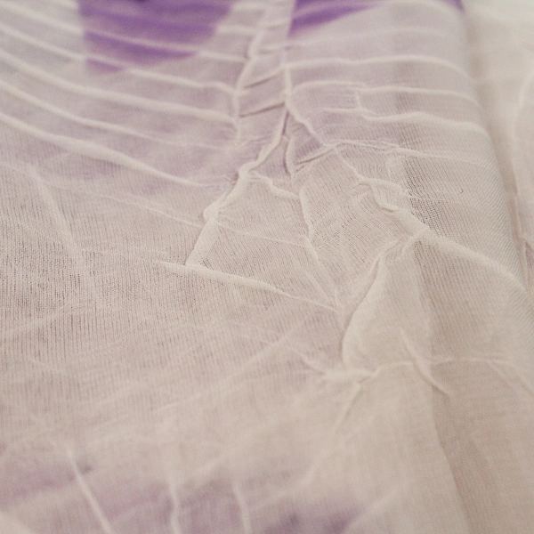 Lot of 3.75 Yards Sheer Purple Floral Fabric for DIY Crafts - Pre-owned