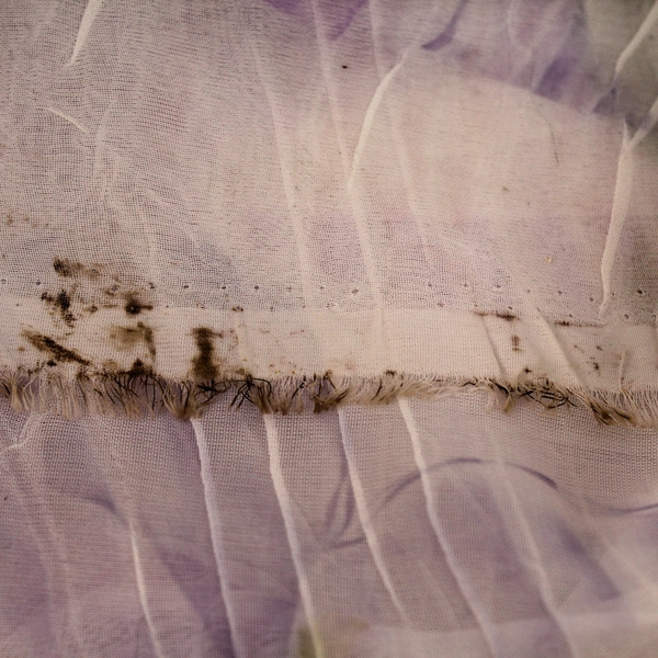 Lot of 3.75 Yards Sheer Purple Floral Fabric for DIY Crafts - Pre-owned