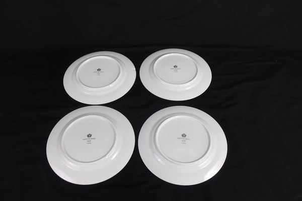 Set of 4 Sango White on White 1079 Salad Plates 7.25" Round Victorian Lace