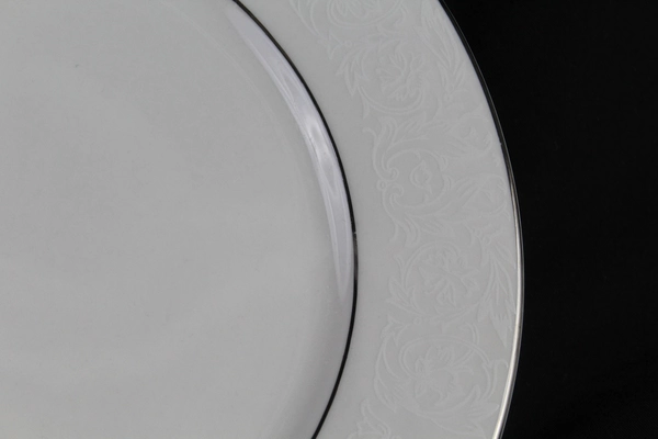 Set of 4 Sango White on White 1079 Salad Plates 7.25" Round Victorian Lace