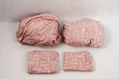 Elite Home Products 4 Piece Sheet Set Flat Fitted Pillowcases Pink White Faith