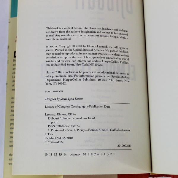 Elmore Leonard Djibouti Hardcover 1st Edition 2010 Good Condition