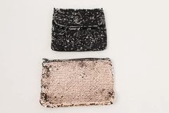Lot of 2 Sequin Clutch Bags by Rockin Robin - Black & Charcoal Gray