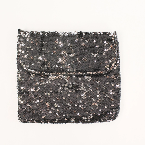 Lot of 2 Sequin Clutch Bags by Rockin Robin - Black & Charcoal Gray