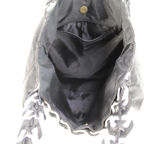 Lot of 2 Stylish Faux Leather Handbags Gray & Black with Rhinestones