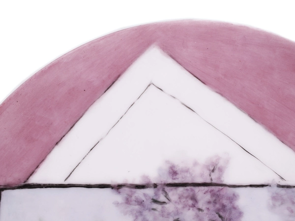 Ceramic Decorative Plate 9.25" Pink Yellow Canaries Vintage Home Decor