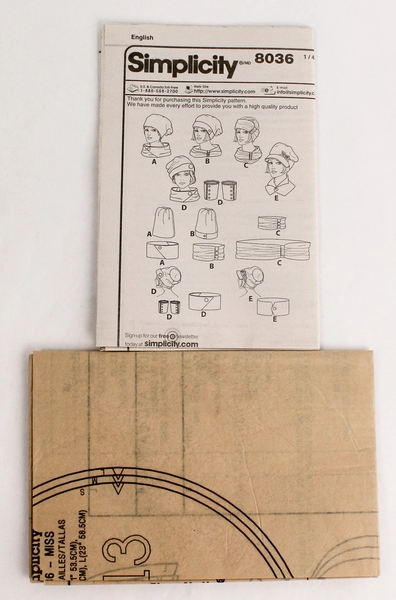 Simplicity 8036 Sewing Pattern Hats & Scarves Size S-L Uncut, Winter Accessories